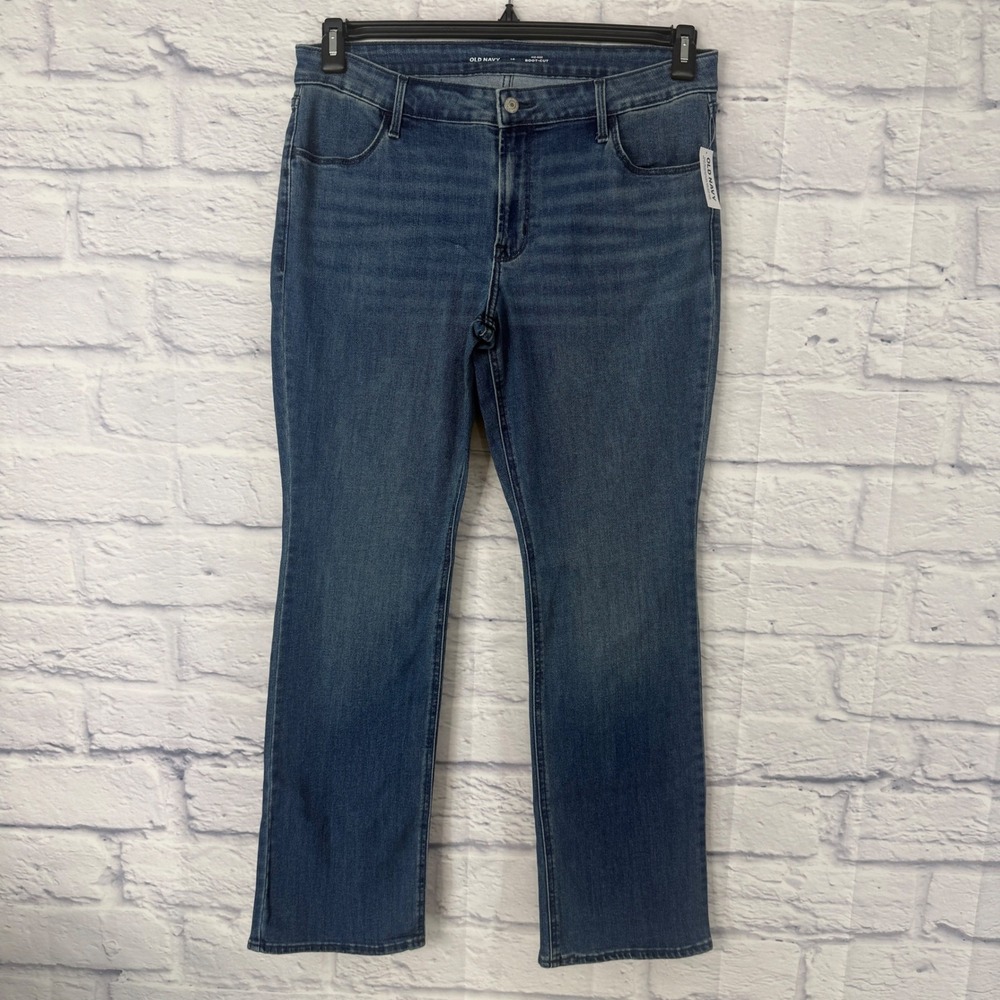Old Navy Mid Rise Bootcut Jeans Medium Wash Size 14 Women Stretch NWT‎